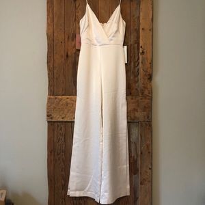 Anthropologie Ivory Silk Bridal Jumpsuit